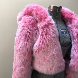 Meshki pink fur coat with hood